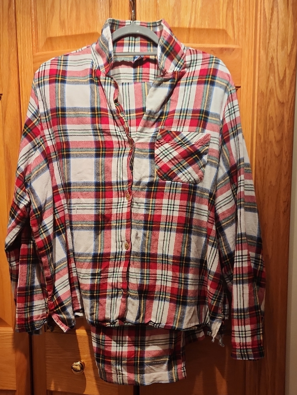 Old Navy Red and Navy Plaid Flannel Shirt